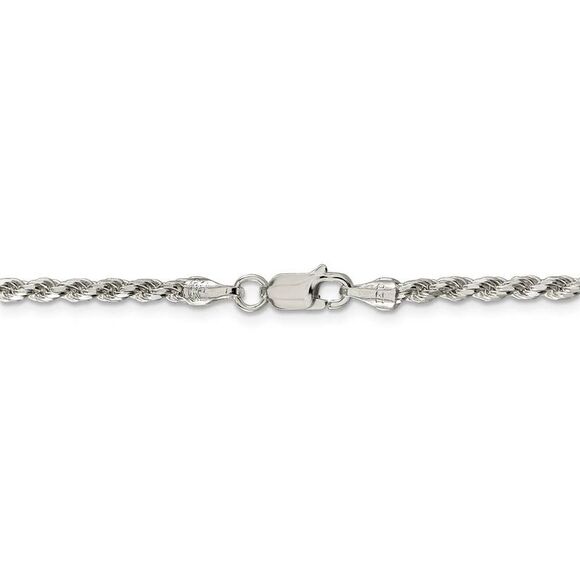 2.75mm Sterling Silver, Diamond Cut Rope Chain Necklace, 22 Inch - Picture 3 of 6